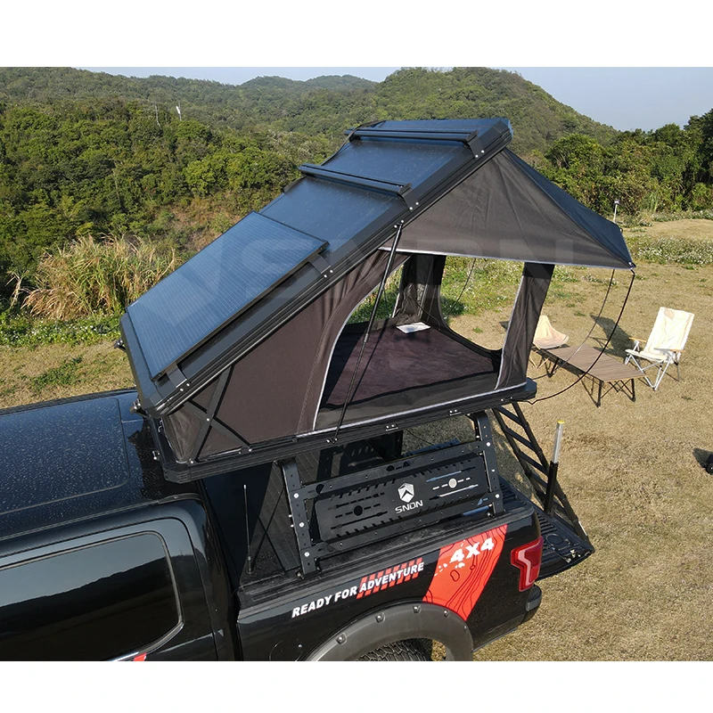 Hot Selling 4x4 Overlanding X Hinge Rooftop Tent Hard Shell Large Space All Season Aluminum Roof Top Tent 4 Person with LED