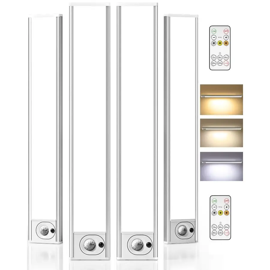 Iluminación LED para Debajo del Gabinete de 12 Pulgadas con Control Remoto, Batería Recargable USB de 2400mAh, Sensor de Movimiento Inteligente Inalámbrico para Interiores, Regulable