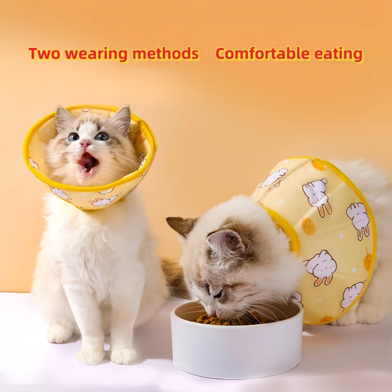 Cute Cat and Dog Elizabeth Circle Printed Shaped Neck Anti Additive Cat Collar Cotton Wound Cats Protective Collar, Pet Supplies