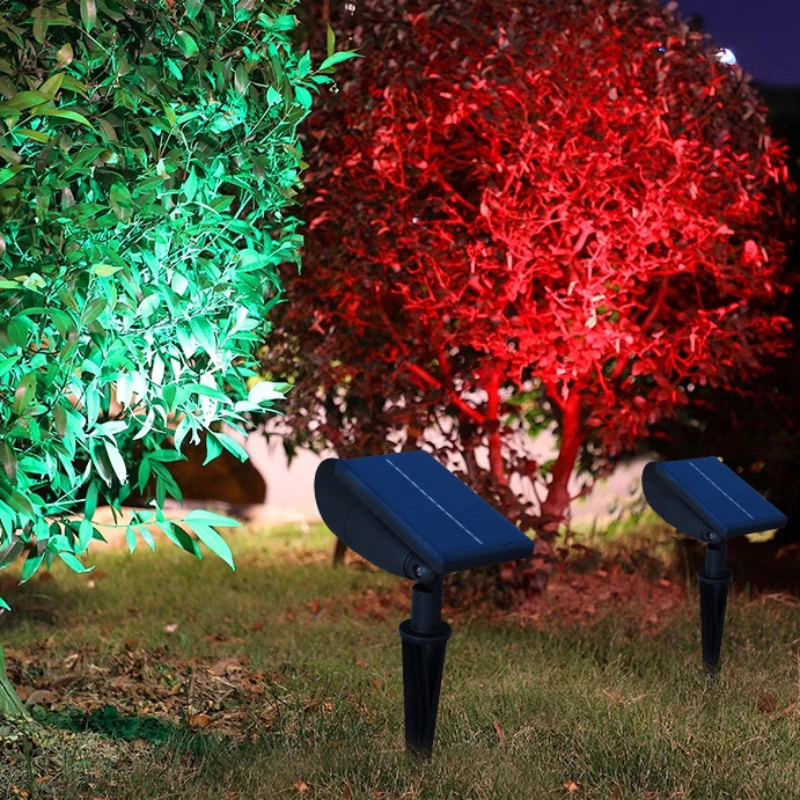 Solar Lawn Lamp Tree Light Outdoor Waterproof Spotlights Led Garden Path Square Landscape Villa Ground Inserted RGB Lawn Lights