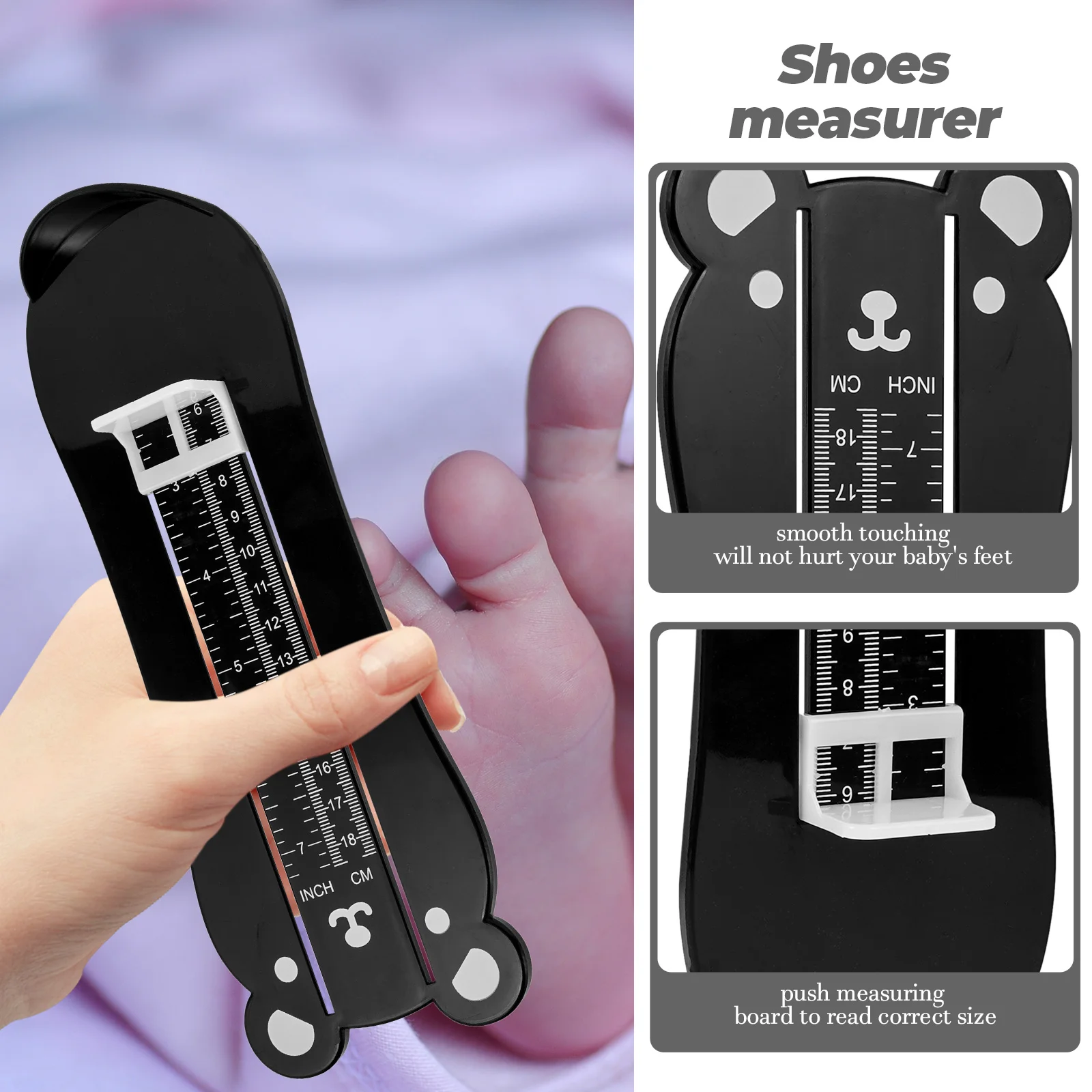 Foot Measuring Device for Kids Infant Shoe Sizer Tool Correct Size Measurement with Developmental Growth Tracking