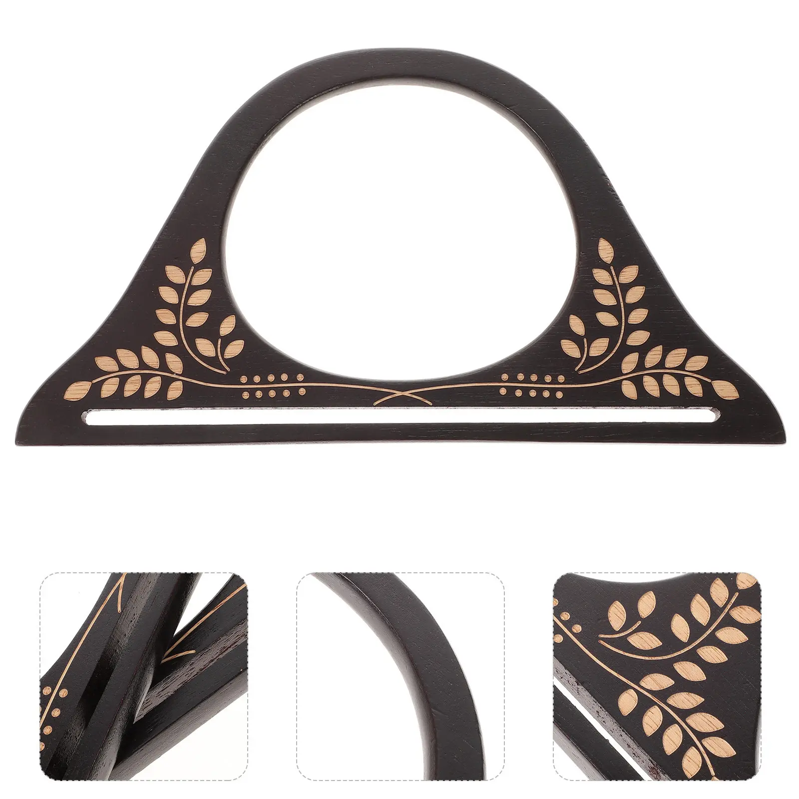 

2Pcs Natural Wood Bag Handle Replacement D Style Comfortable Grip Handbag DIY Making Accessory for Travel Work Shopping Camping