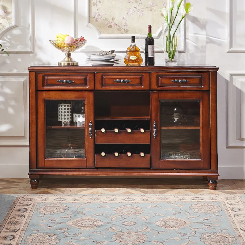 

American side cabinet solid wood wine cabinet tea cupboard dining room cabinet multi-functional locker