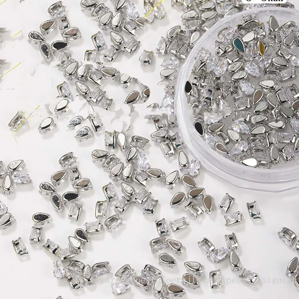 Luxury 3D Square Water Drop Manicure Zircon Crystal Nail Rhinestone Nail Art Charms Nail Jewelry Set Diamond Nail Decoration