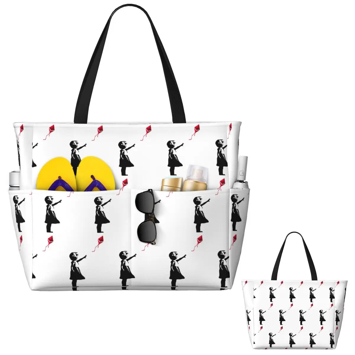 

Ethereum X Banksy Balloon Girl Beach Tote Bag Sport Gym Yoga Duffle Large Tote Bag Women Travel Bag Fitness bag