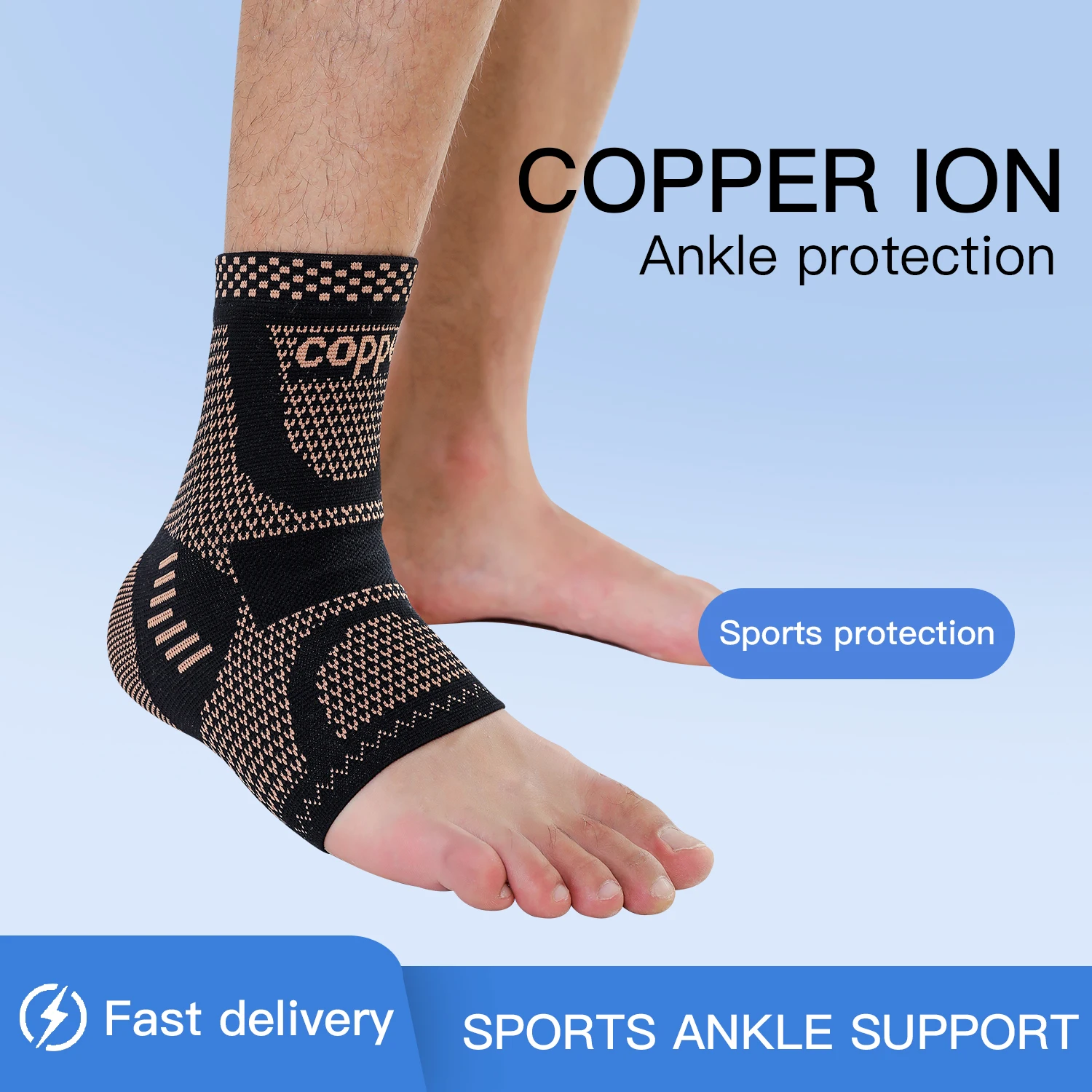 1 PC Men\'s Women\'s Outdoor Sports Knitting Elastic Copper Ankle Protection, Ankle Sprain Protection, Ankle Wrist Daily Exercise