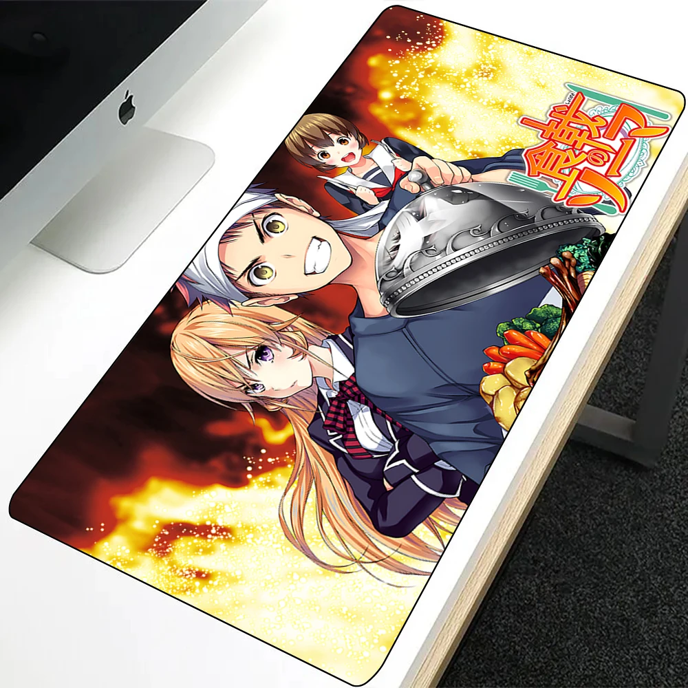 Alfombrilla de ratón Shokugeki no Som de la guerra de las comidas, alfombrilla de ratón antideslizante con borde de bloqueo, impresión HD, teclado, PC, escritorio, Gamers, XXL90x40cm