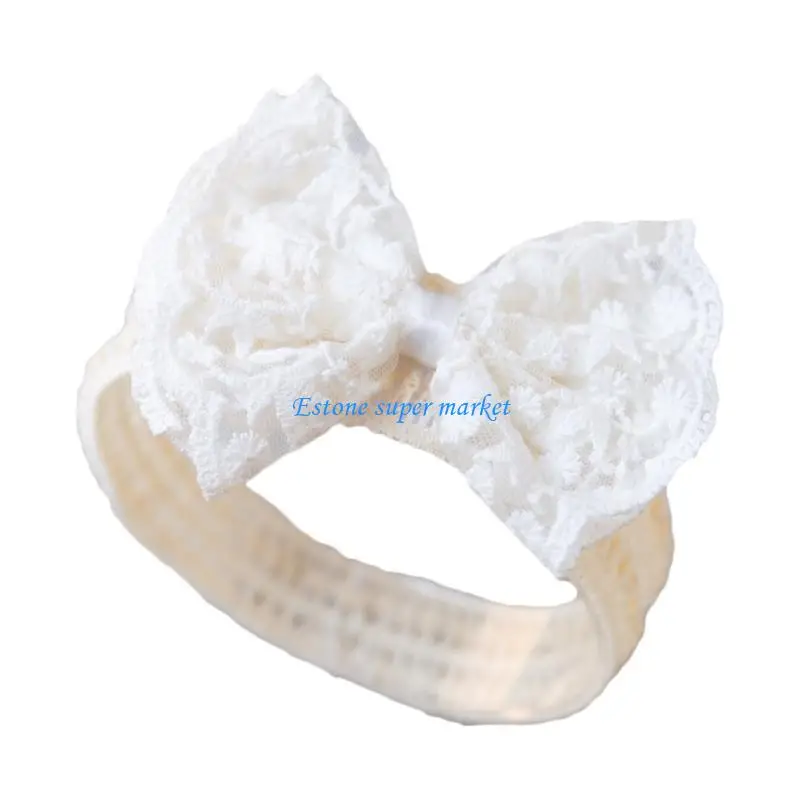 

090B повязка на голову с бантом для девочек, детская высокая эластичная широкая повязка для волос, весенние кружевные банты для