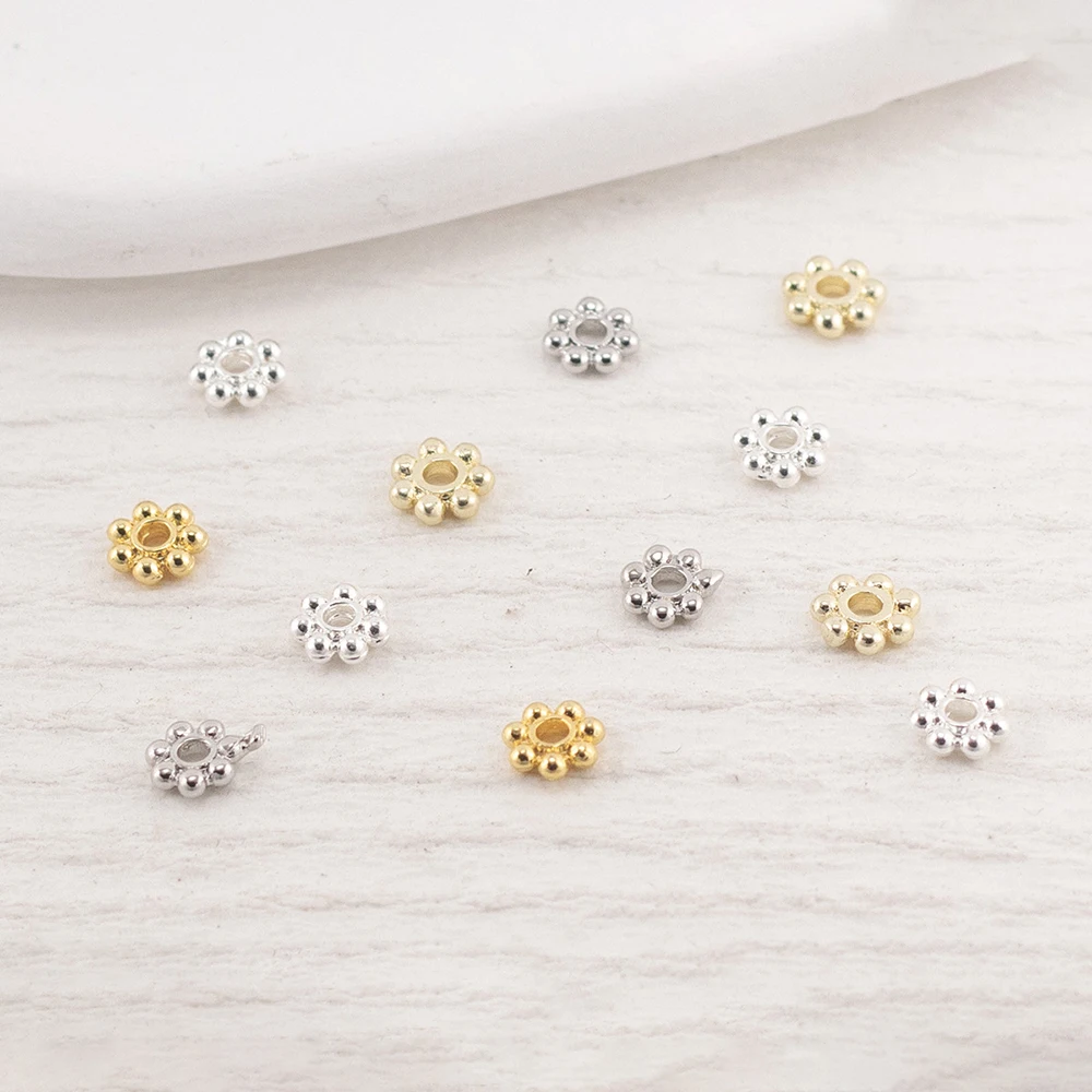 

Snowflake Daisy Spacer Beads 14 K 18K Gold Color Plated Diy Jewelry Design Making Cract Bracelet Necklace Findings