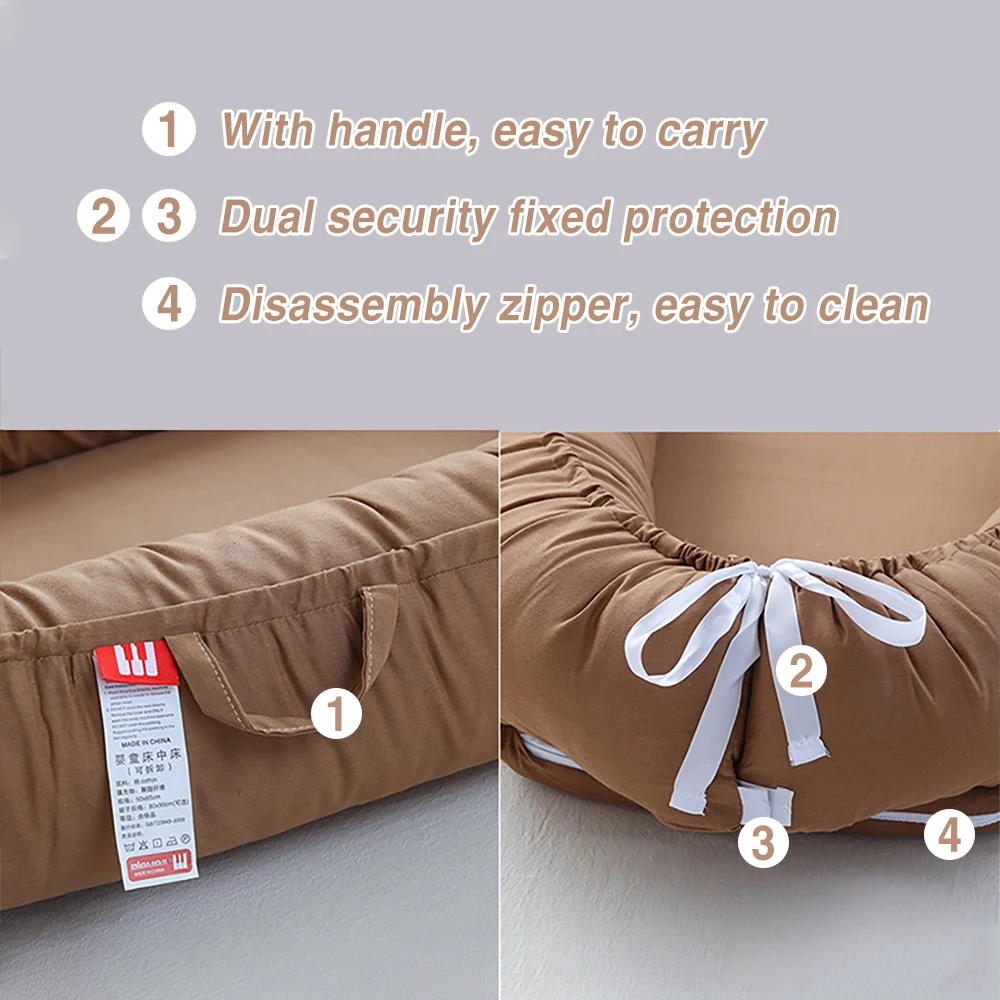 AnGku 19.7*33.46*5.12 Inch Cotton Breathable Baby Bed Portable Baby Nest for Newborn Sleeping Adjustable