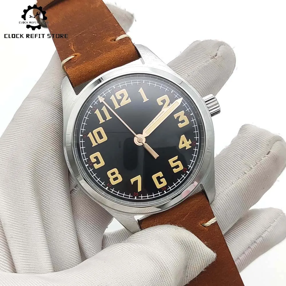 Men's Mechanical Watch NH35 Movement Vintage Casual Fashion Watch Luminous Aseptic Dial Leather Strap Elegant Men's Watch