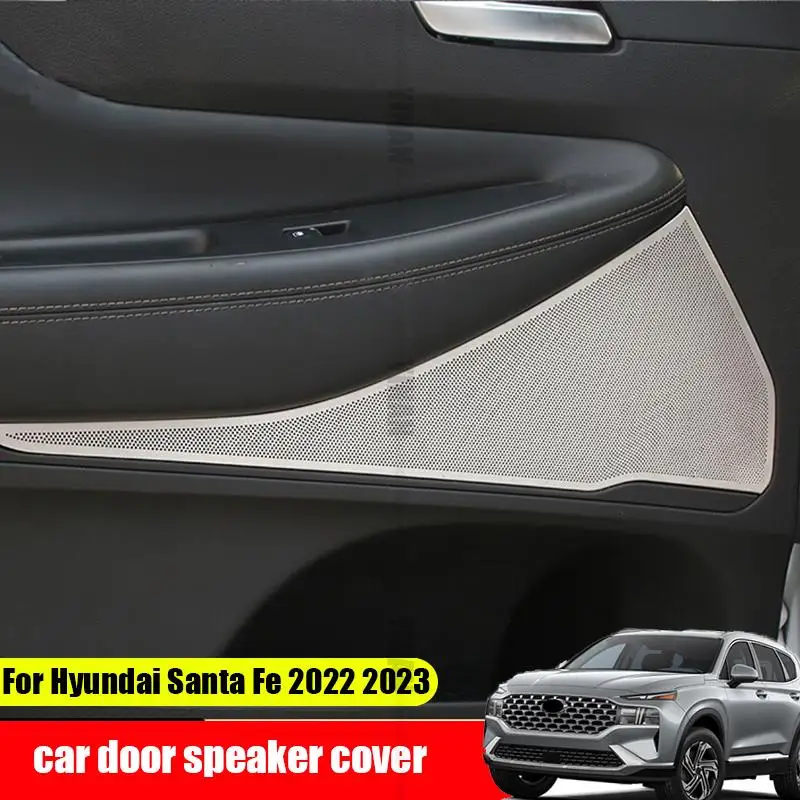 for Hyundai Santa Fe 2021 2022 2023 Car Door Audio Horn Cover Stainless Steel Cover Interior Interior Retrofit