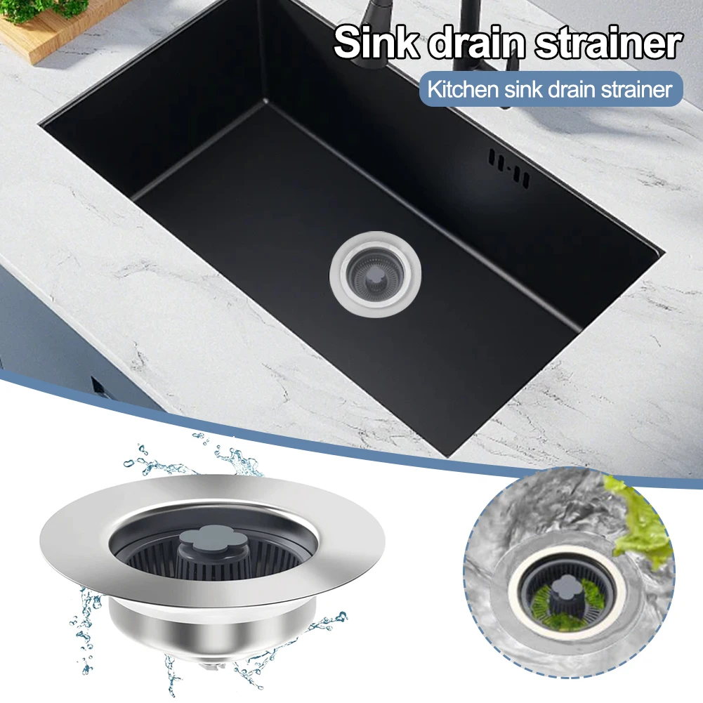 Kitchen Sink Drain Strainer & Stopper Kit Stainless Steel Pop-up Kitchen Drain Stopper Basket for Standard 3-1/2 Inch Drain