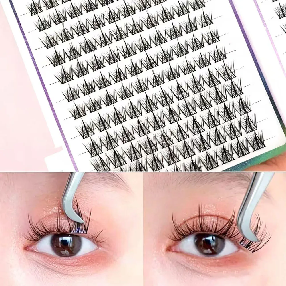 Natural Wispy Cluster Lashes 32 Rows DIY Individual Eyelash Extensions Soft Faux Mink Reusable Lash Clusters for Home Beauty Pro