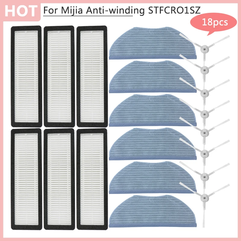 ل Xiaomi Mijia مكافحة لف S10T STFCRO1SZ جهاز آلي لتنظيف الأتربة ممسحة خرقة فلتر Hepa الجانب فرشاة الملحقات أجزاء