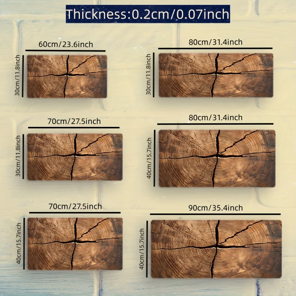 Alfombrilla de ratón XXL con diseño de grano de madera, alfombrilla de goma antideslizante para ordenador portátil, teclado grueso, accesorios para PC, diseño de borde de bloqueo