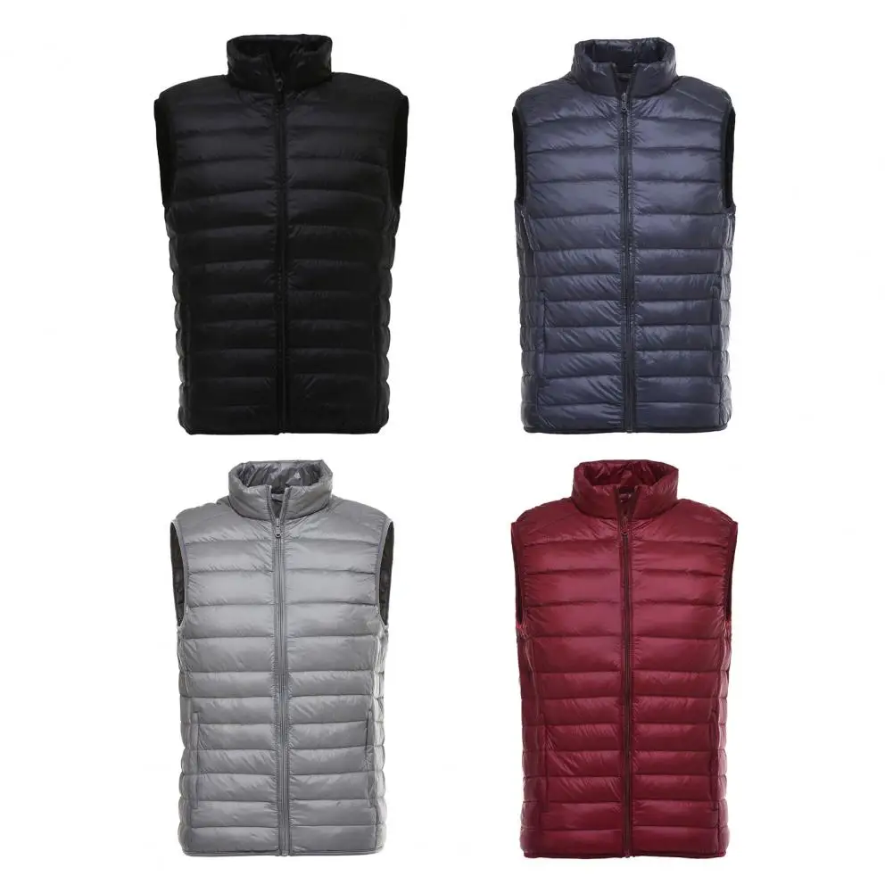 

Fall Winter Bottoming Waistcoat For Men O-Neck Sleeveless Zipper Vest Coat Solid Color Shape Vest Jacket Vest With Pockets