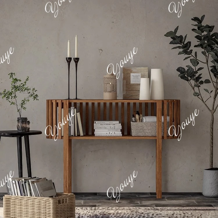 Entry entrance table All solid wood black wall rack B & B home creative entrance table Small apartment