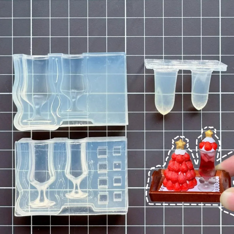 Mini Simulation Goblet/glass/milk Tea Cup Silicone Mold UV Glue Diy Dollhouse Miniature Food Toy Dessert Decoration Mold view 5