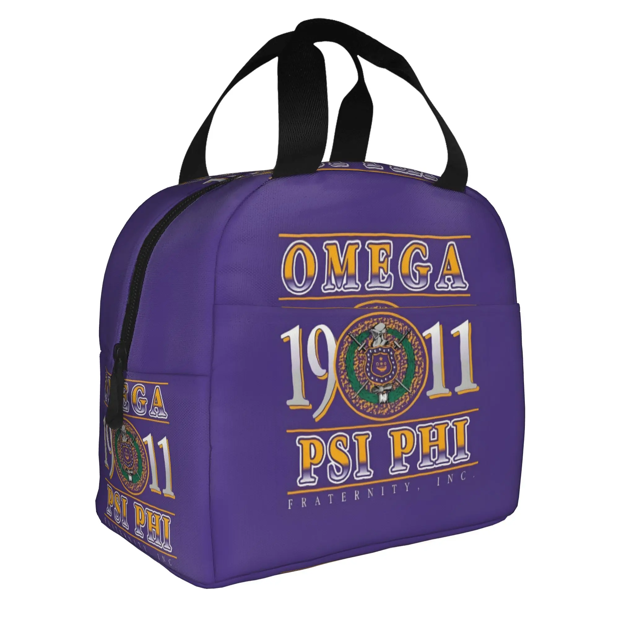 African American Omegas Psi Phi Fraternity Inc Portable Lunch Boxes Leakproof Thermal Cooler Food Insulated Lunch Bag Office