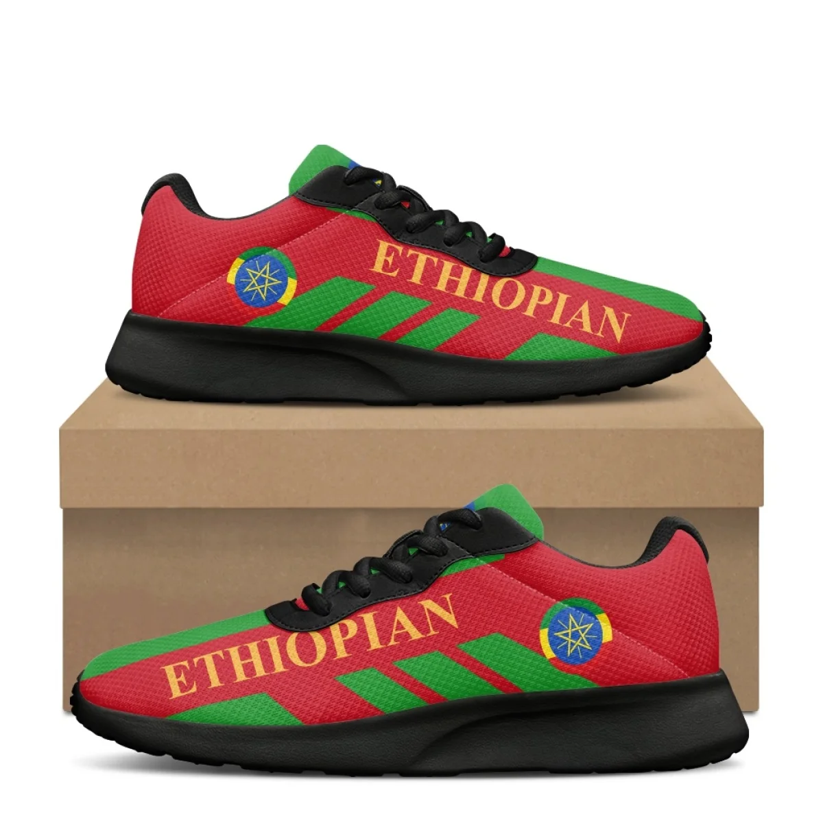 New Ethiopia Country Flag Pattern Women's Cozy Outdoor Running Shoes Lightweight Breathable Walking Shoe Suitable travel sports