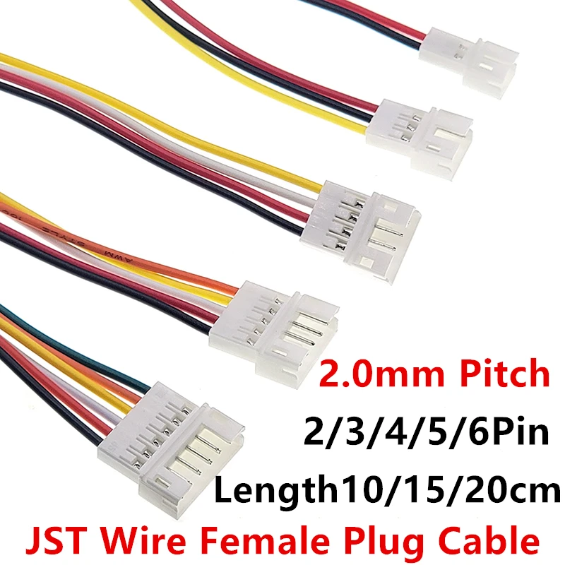 PH2.0 2/3/4/5/6/7/8/9/10/11/12P Pitch 2.0mm 26AWG JST Wire Connectors Micro Female Plug DIY Electrical Cable Adapter 10/20/30CM