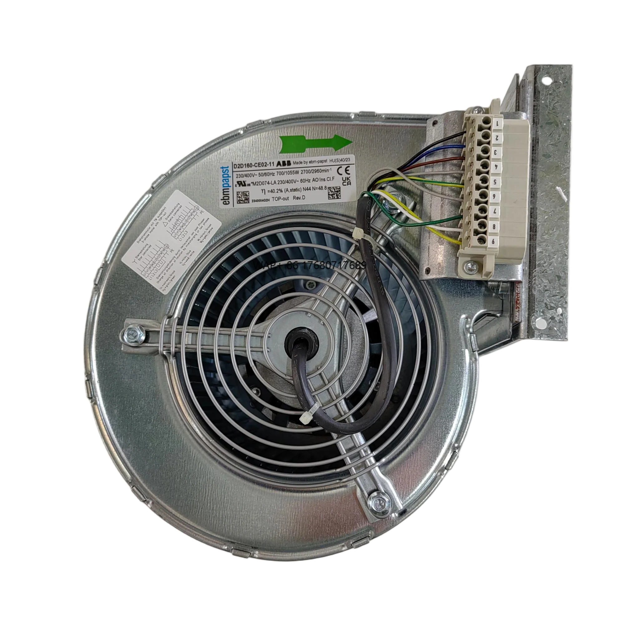 

For D2D160-CE02-11 Stainless Steel Centrifugal Fans 230V 700W 2700 Min-1 1750 M/h in Stock