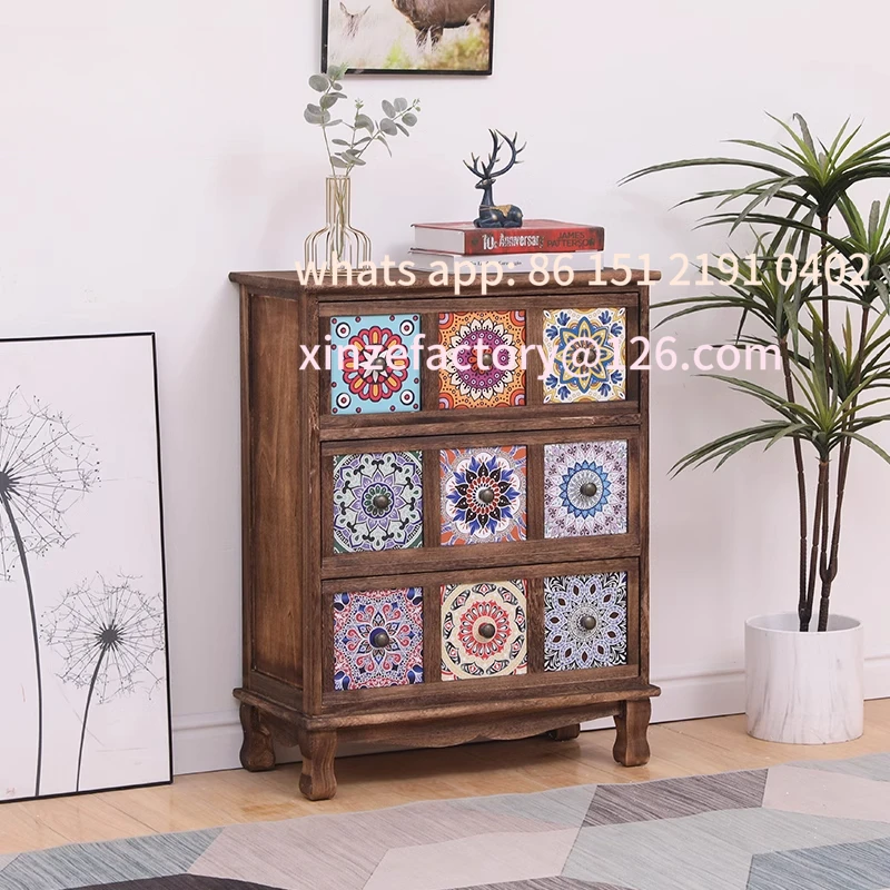 

Customizable komoda z malowanymi szufladami - solidna wielowarstwowa szafka do przechowywania do salonu/sypi