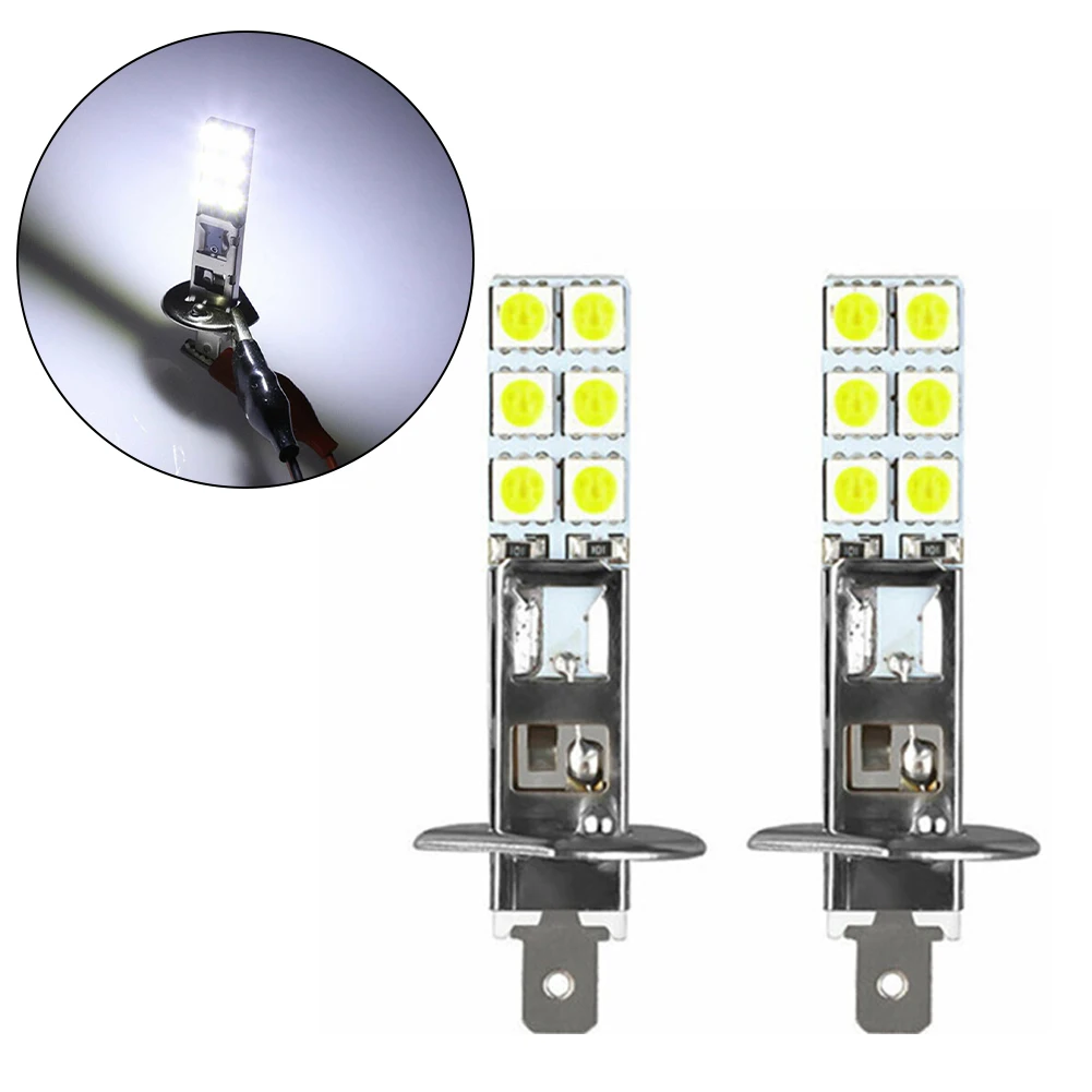 2Pcs H1 LED Headlight Kit DC 12V 55W High Beam Fog Driving Bulbs 6500K Super Bright Driving Lamps