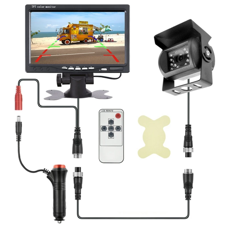 Car AHD Rear View Camera With Monitor For Truck Parking Trailer 24V Reverse Camera, Reverse Image 7 Inch Car Monitor