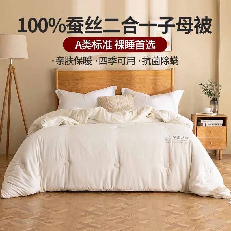

Natural Mulberry Silk Comforter Summer Winter/Thin Thick Four Seasons Bedding Quilt Single Double Cotton Hotel Blanket Duvet