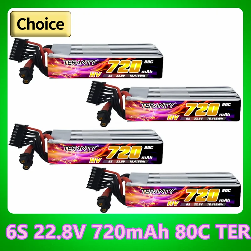 Original TERANTY 6S 22.8V 80C/160C 720mAh Lipo Battery For RC Helicopter Quadcopter FPV Racing Drone Parts Rechargeable Battery