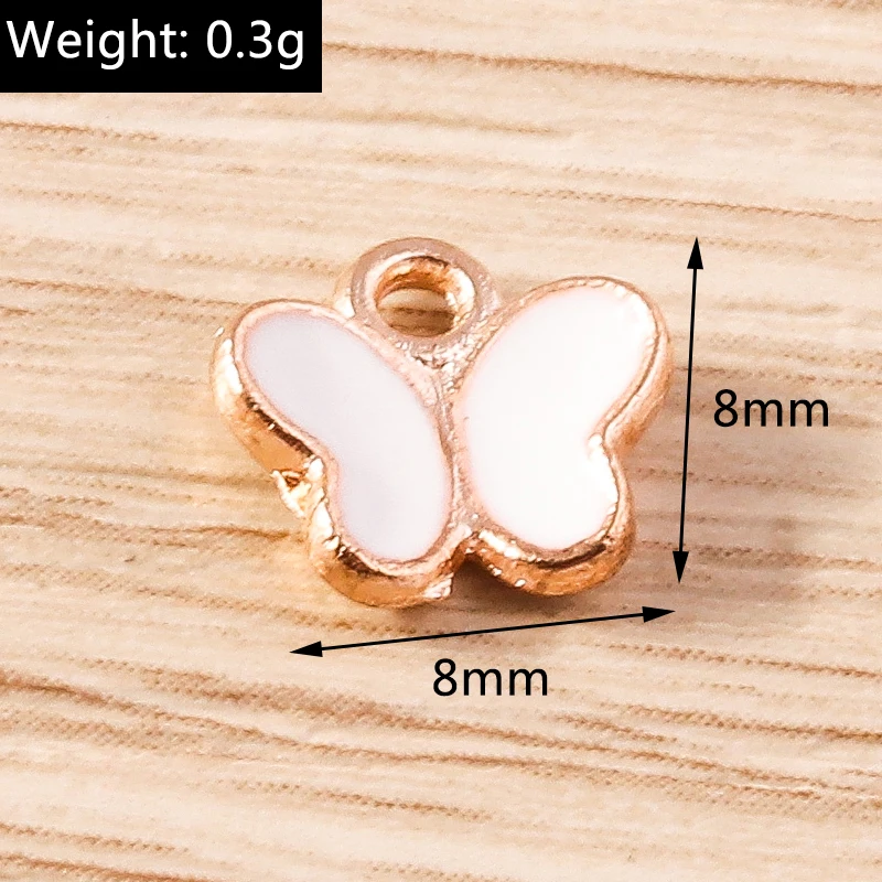 30 sztuk 8x8mm śliczne małe emalia motyl Charms wisiorki do tworzenia biżuterii DIY kolczyki naszyjniki bransoletki rękodzieło prezent