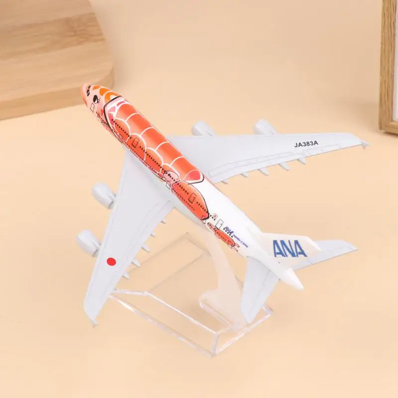 

Orange Sea Turtle Airbus 380 A380 Airways Metal Diecast Airplane With Display Stand 16CM Air Japan ANA Airlines Airplane Model