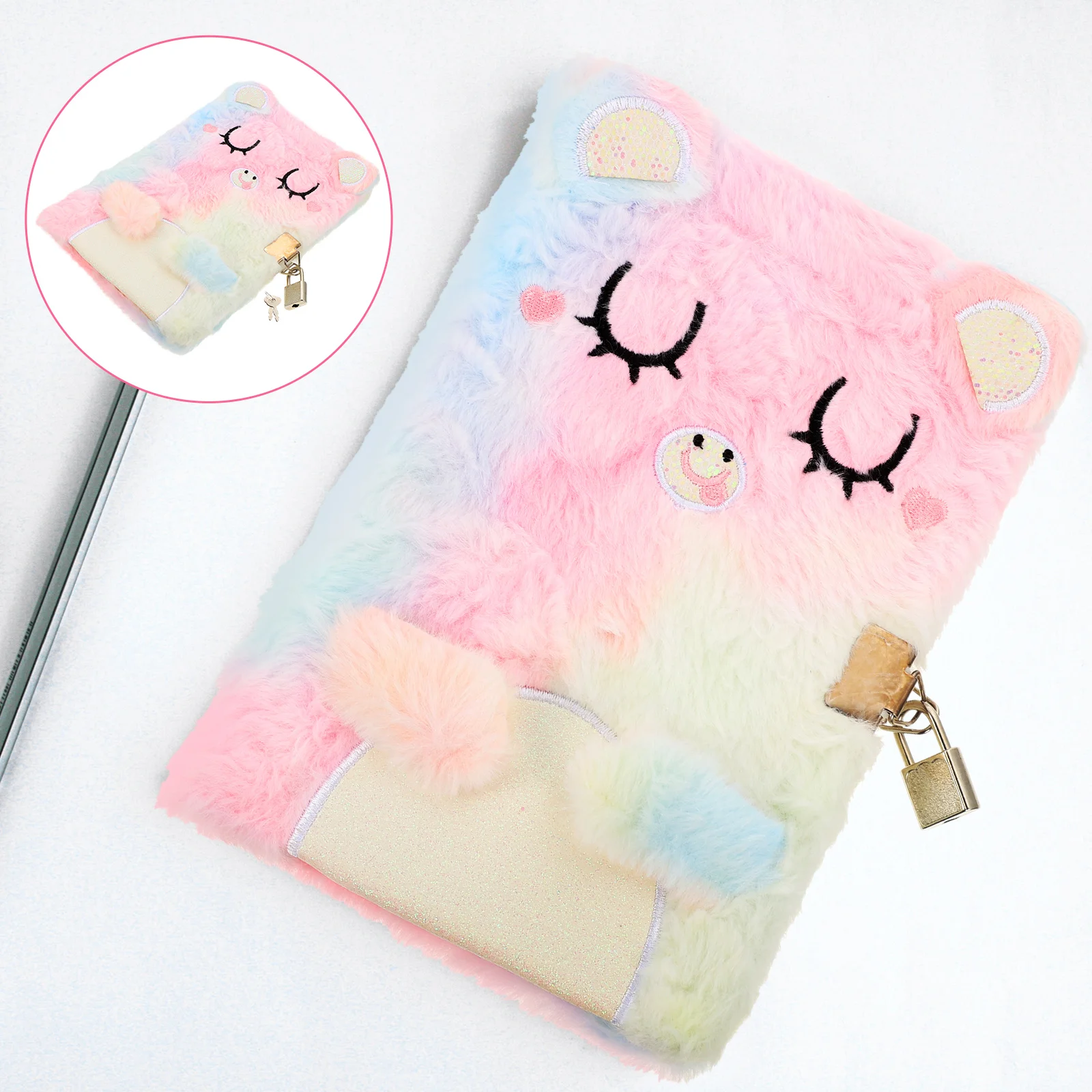 Notebook with Lock Plush Cover Diary Secret Teen Girl Gifts The Little Princess Cartoon