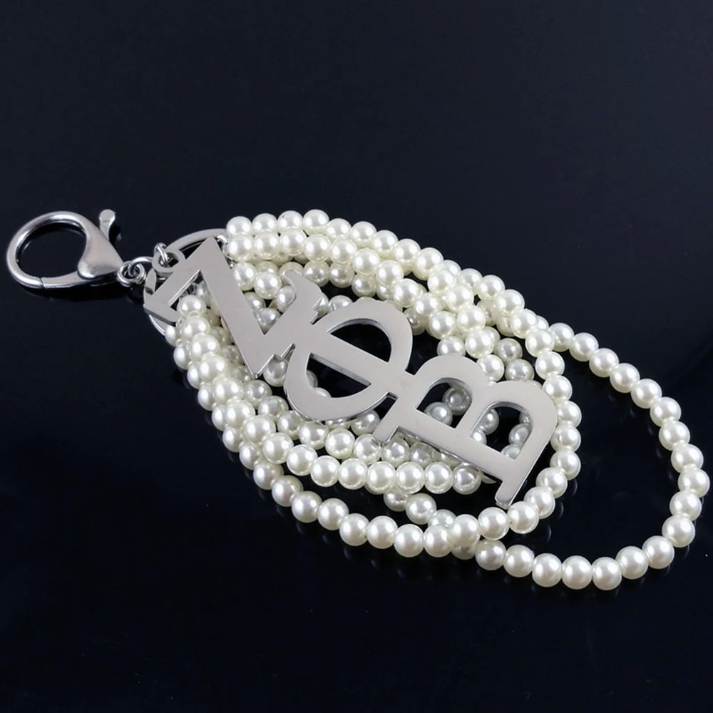 Greek Large Size Stainless Steel Sorority Logo Pearl ZETA Keychain