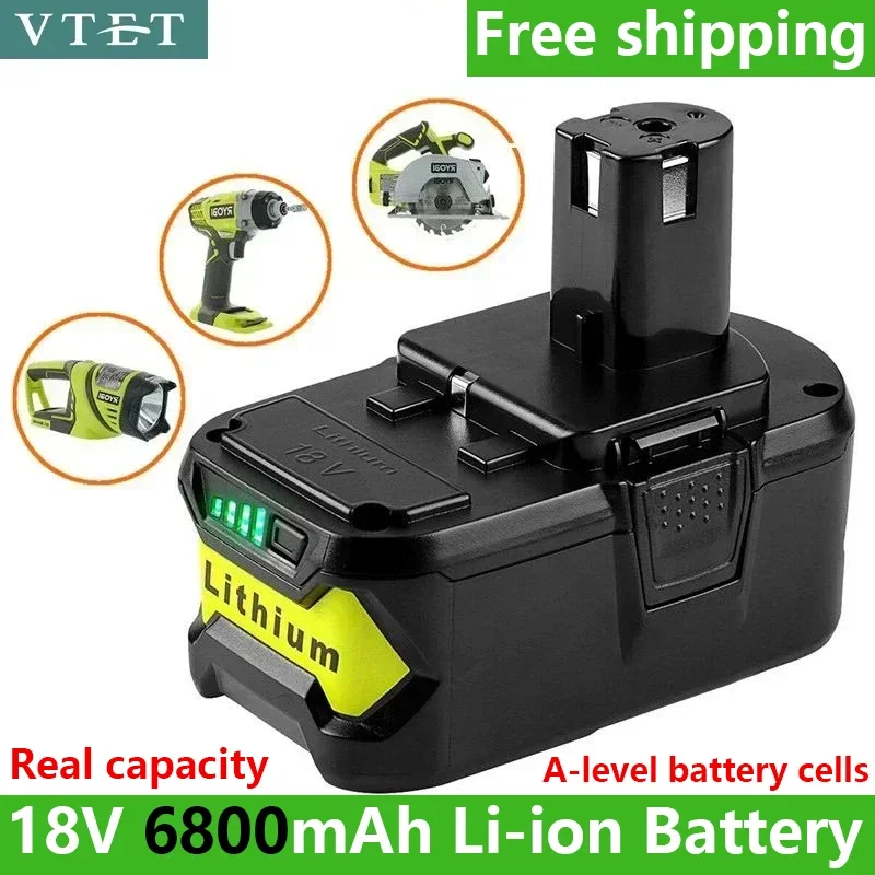 New RYOBI 18V 6.8AH Tool Rechargeable Lithium Battery BPL-1815 A-level Battery Cells High Capacity Durable and Long-lasting18650