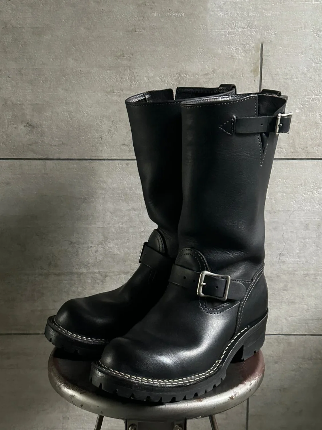 

Dark Engineer Boots Men's Retro American Ameika Jie Motorcycle Boots Belt Workwear Boots Thick Bottom Heightening Cool