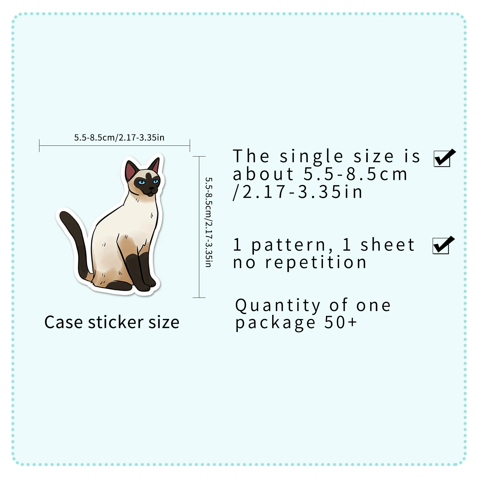 50Pcs Siamese Cat Series  Cartoon Cute Waterproof Sticker Skateboarding Snowboard Retro Vinyl home decal Sticker