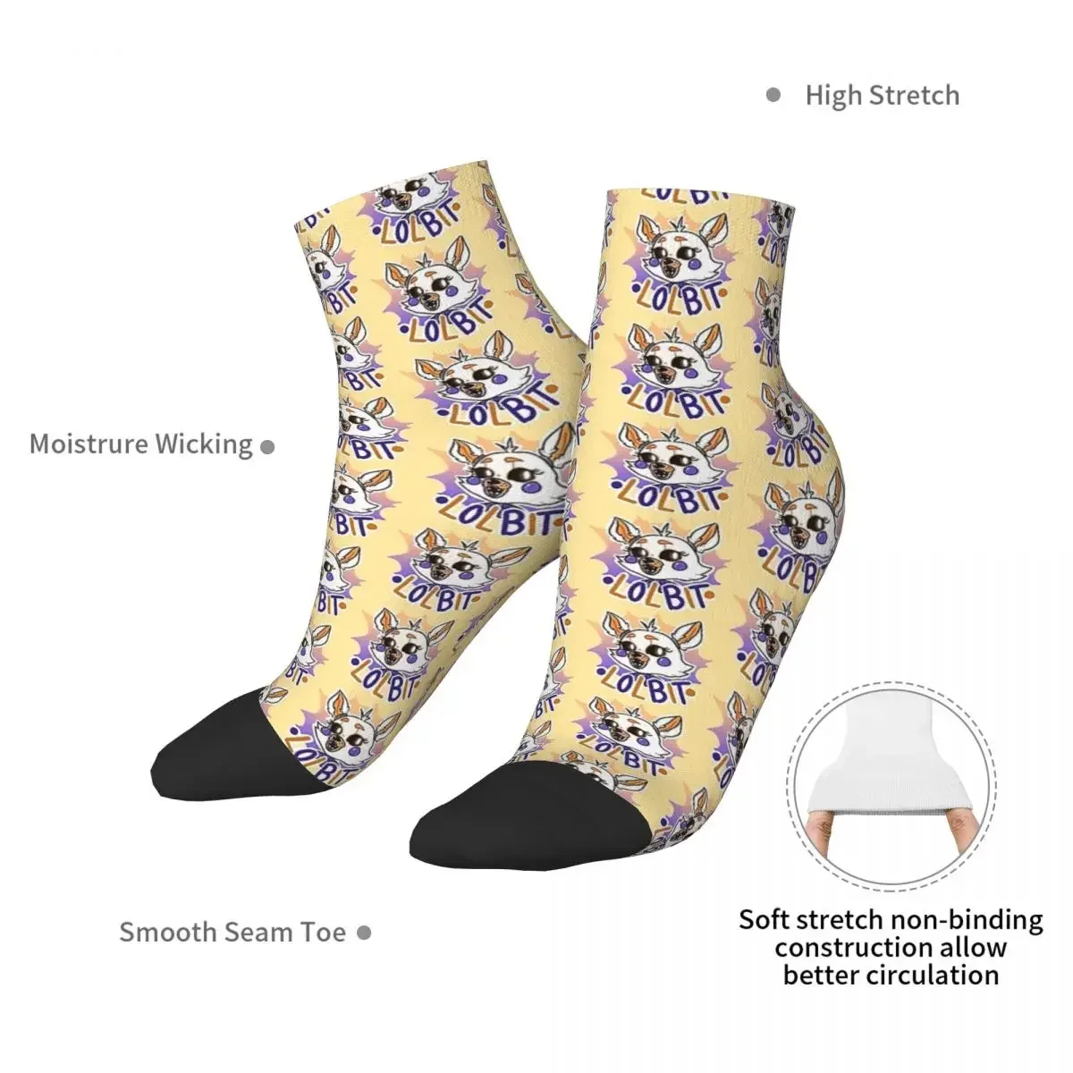 FNaF Lolbit Socks Harajuku Super Soft Stockings All Season Socks Accessories for Man's Woman's Birthday Present