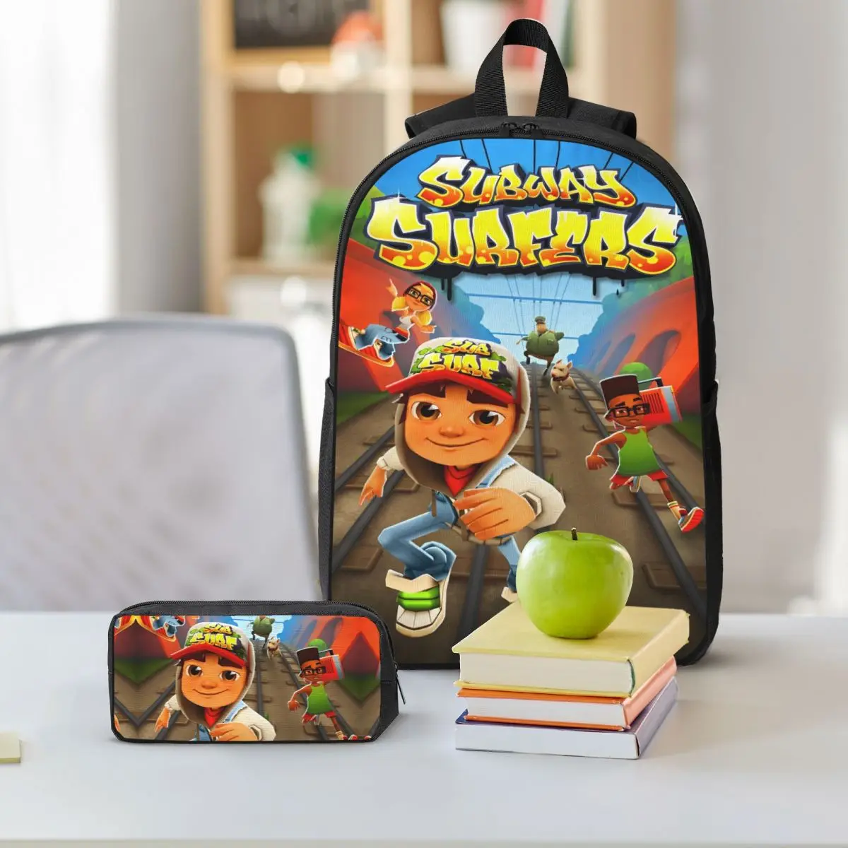 Subway Surfers-mochila divertida para niños, fiambrera, bolsas para bolígrafos, mochilas para niños y niñas, conjunto de mochila escolar ligera