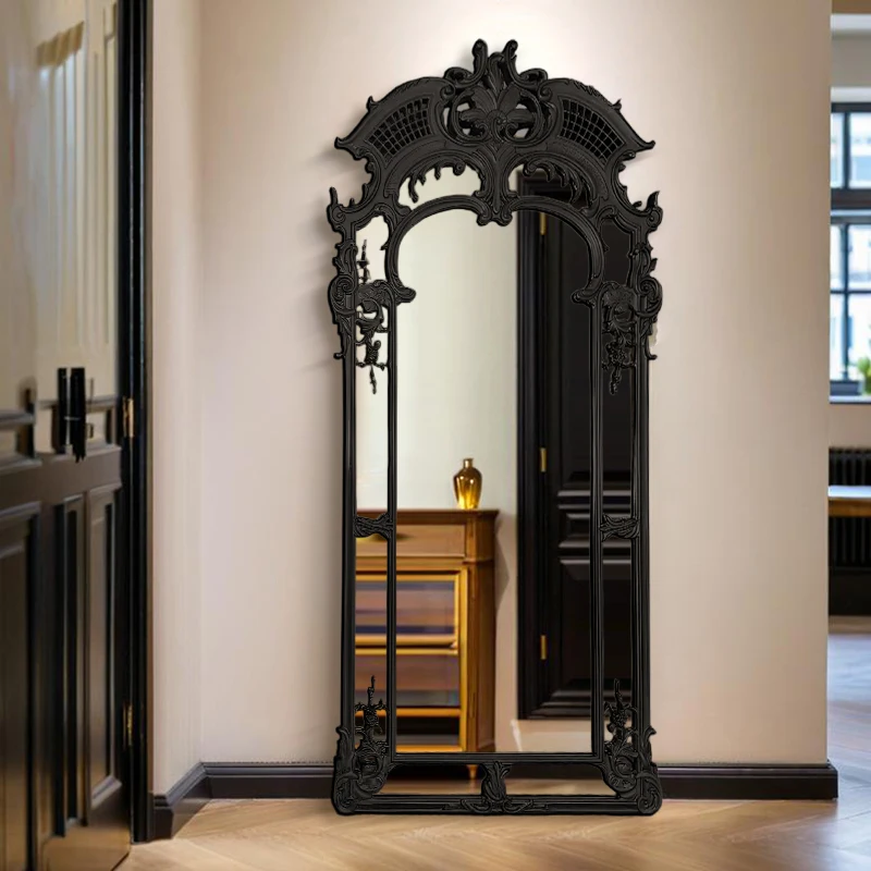 مرايا أرضية عتيقة لكامل الجسم، مرايا واقفة فاخرة للأميرة الاسكندنافية لكامل الجسم، تصميم ذهبي، ديكور غرفة Espejos De Piso