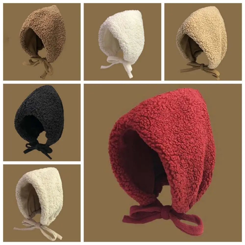 Personality Fluffy New Year Red Hat Solid Color Anti-cold Lambswool Cap Windproof Warmer Ear Protection Hat Winter