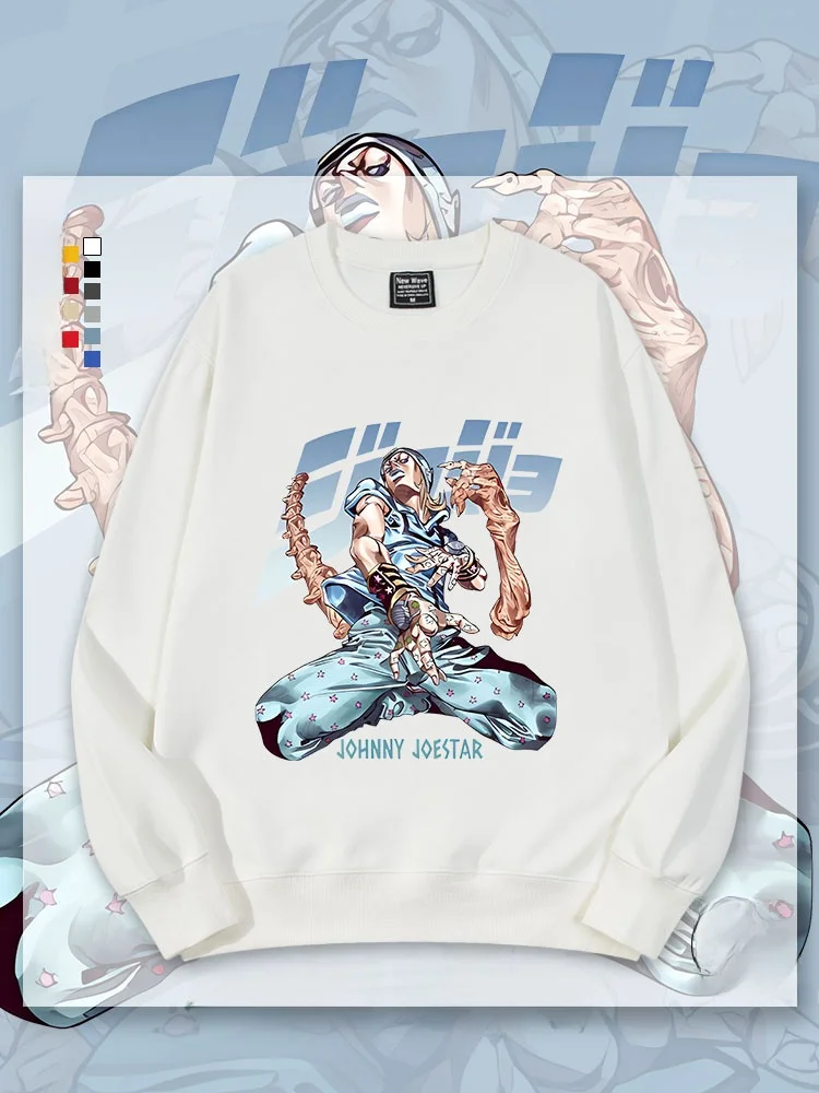 

Толстовка JOJO Adventure Johnny Joestar с круглым вырезом и флисовой подкладкой для подростков и студентов, модная, из хлопка и полиэстера, повседневная одежда