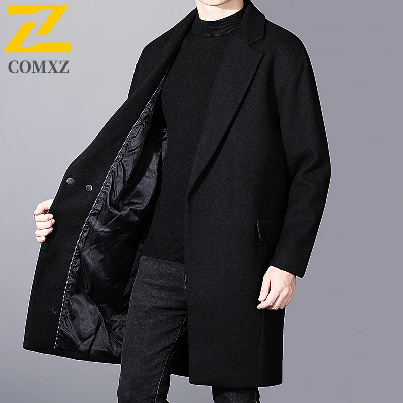 

COMXZ Fashio Long Trench overcoat for Men Autumn 2025 New Wool Blends Coat Normcore Man Winter Clothes Korean Cashmere Coat Male