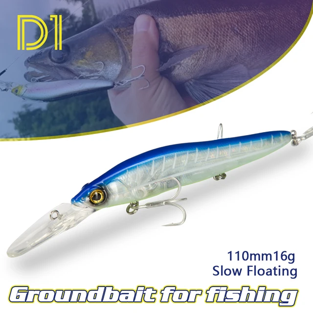 D1 Bass Jerkbait Wobler 110mm 16g Suspending Slow Floating Minnow Przynęta Wędkarska Sztuczna Przynęta na Okonia Szczupaka DT5001
