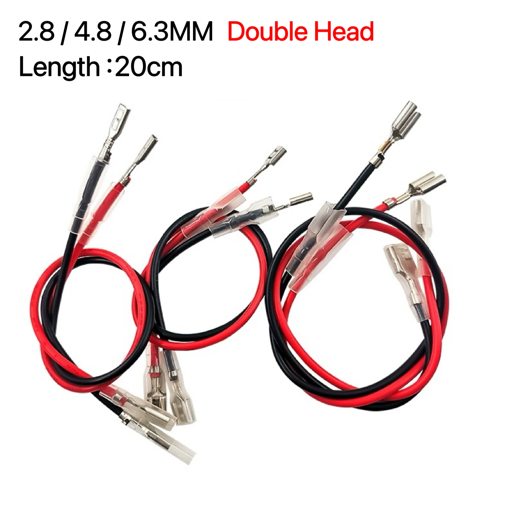 10pcs 2.8mm/4.8mm/6.3mm 2.8/4.8/6.3 Female Spade Crimp Terminal Connector with Wire Red Black for Rocker Switch 20CM