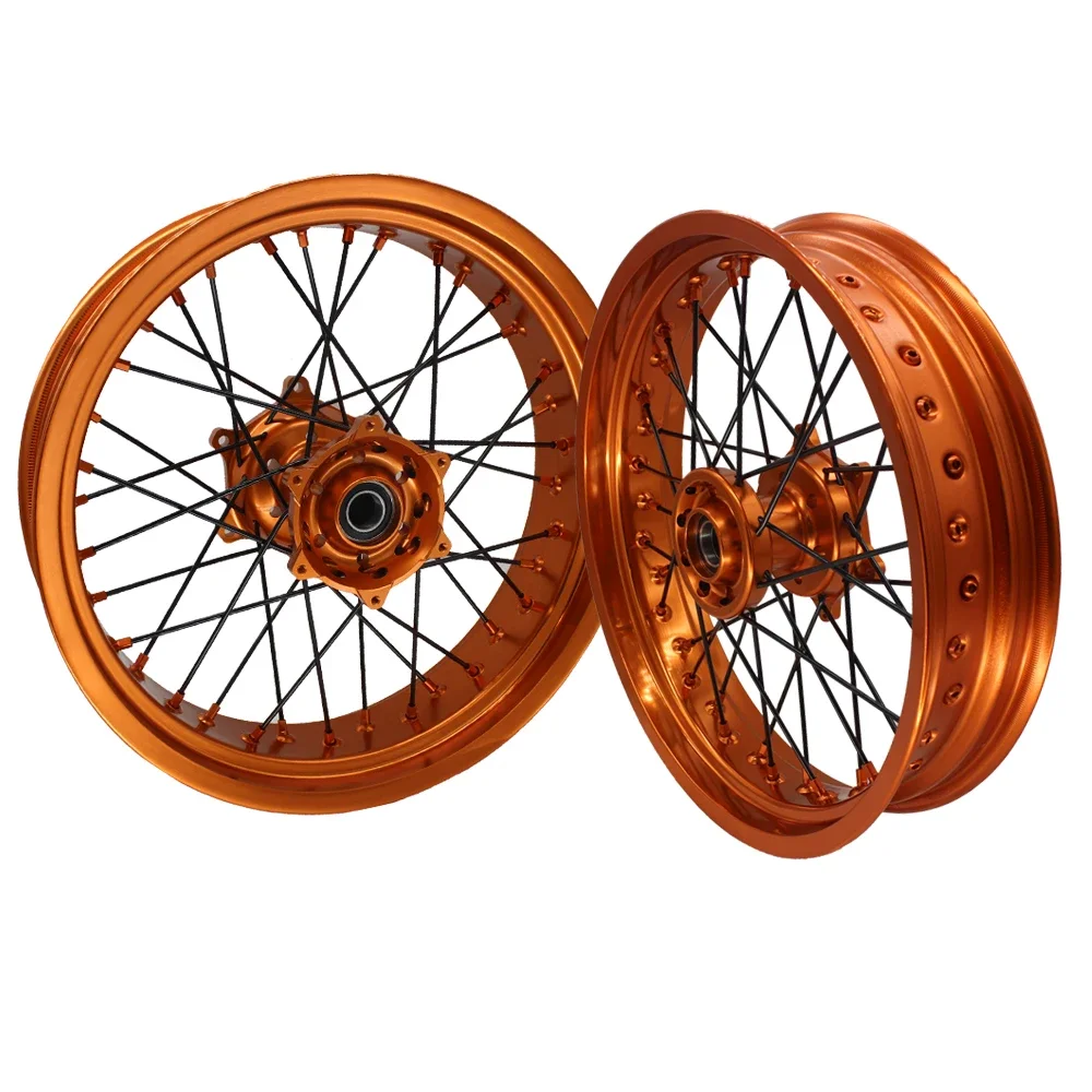 Anodized Motorcycle Supermoto Wheels Set For EXC 350 450 500