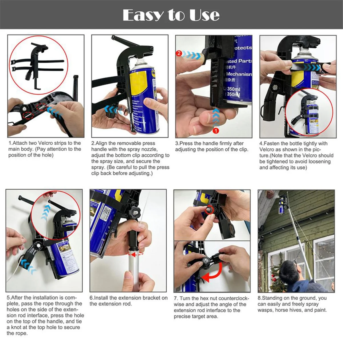 

N-CLOS Sprays Can Extension Pole Adaptor Sprayer Extension Pole Adaptor Adjustable Angle Sprays Extender Adjustment Bracket B
