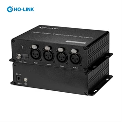 Desktop Type Broadcast 4 Channel Balanced XLR Audio to Fiber Optical Converter Extender